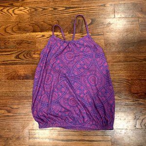 Prana Purple Pattern Tank with Built-In Bra